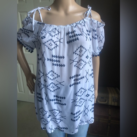 Tribal Jeans Summer Top Navy and White - Picture 2 of 8